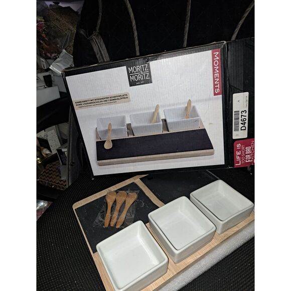 NIB-Moritz & Moritz Bamboo & ceramic platter- Broken slate but useable - Picture 8 of 9